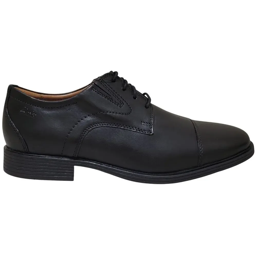 Clarks Men Whiddon Cap Toe Derby Oxfords Size US 8.5W Black Leather